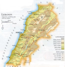 map of Lebanon; source: WR