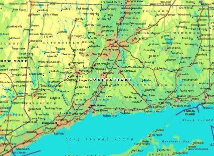connecticut physical map